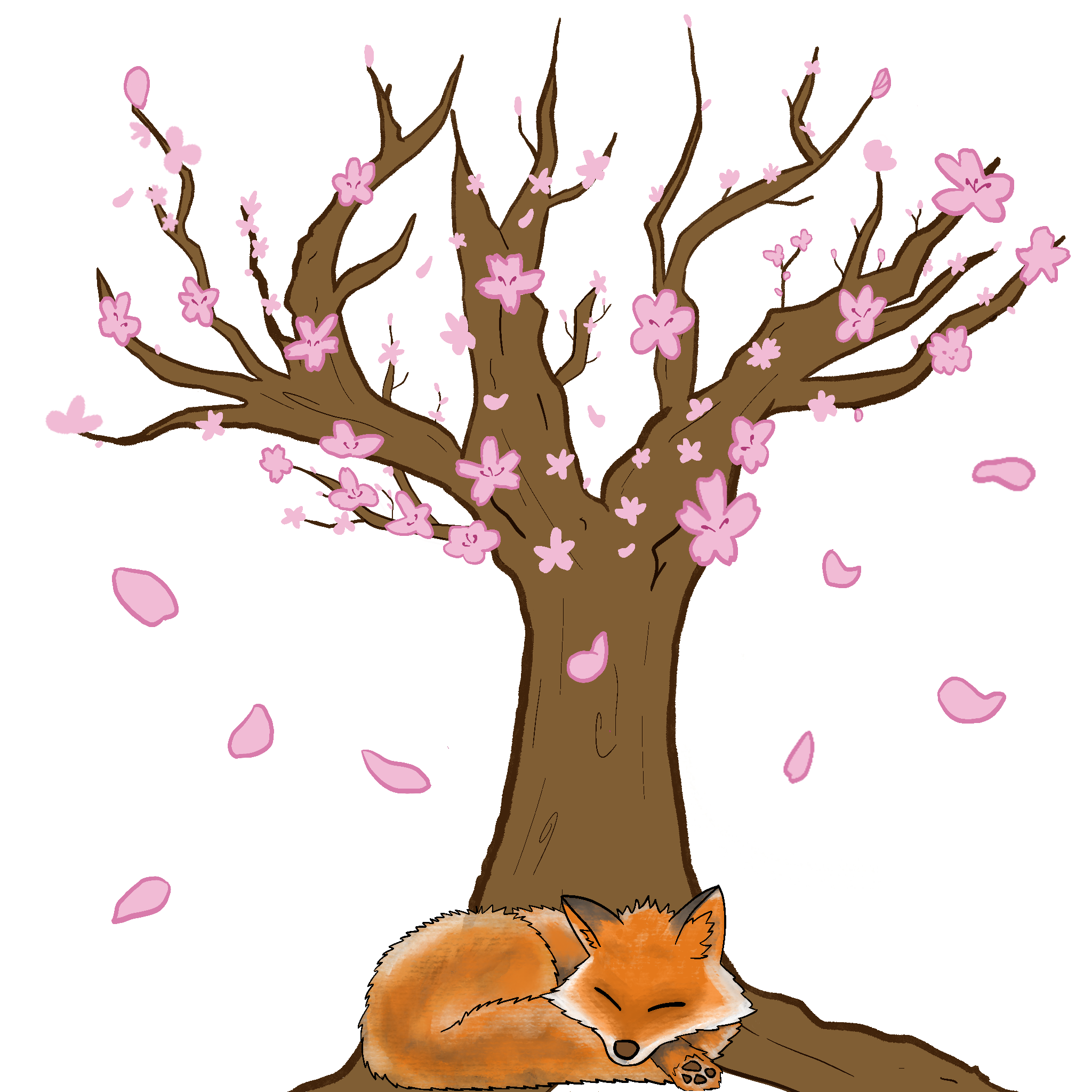 Fox under Blossoms
